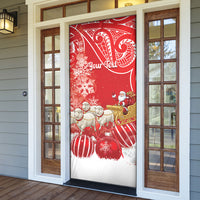 New Zealand Christmas In July Personalised Door Cover Funny Santa Sheep Meri Kirihimete Red