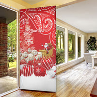 New Zealand Christmas In July Personalised Door Cover Funny Santa Sheep Meri Kirihimete Red
