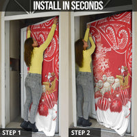 New Zealand Christmas In July Personalised Door Cover Funny Santa Sheep Meri Kirihimete Red