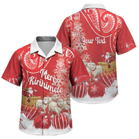 New Zealand Christmas In July Personalised Family Matching Mermaid Dress and Hawaiian Shirt Funny Santa Sheep Meri Kirihimete Red LT14 Son's Shirt Red - Polynesian Pride