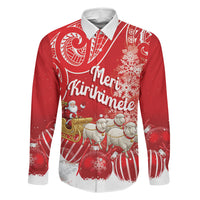 New Zealand Christmas In July Personalised Family Matching Off The Shoulder Long Sleeve Dress and Hawaiian Shirt Funny Santa Sheep Meri Kirihimete Red