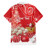 New Zealand Christmas In July Personalised Family Matching Off Shoulder Short Dress and Hawaiian Shirt Funny Santa Sheep Meri Kirihimete Red