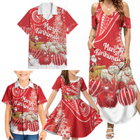 New Zealand Christmas In July Personalised Family Matching Summer Maxi Dress and Hawaiian Shirt Funny Santa Sheep Meri Kirihimete Red LT14 - Polynesian Pride