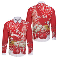 New Zealand Christmas In July Personalised Family Matching Tank Maxi Dress and Hawaiian Shirt Funny Santa Sheep Meri Kirihimete Red LT14 Dad's Shirt - Long Sleeve Red - Polynesian Pride