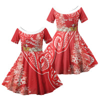 New Zealand Christmas In July Personalised Family Matching Tank Maxi Dress and Hawaiian Shirt Funny Santa Sheep Meri Kirihimete Red LT14 Daughter's Dress Red - Polynesian Pride