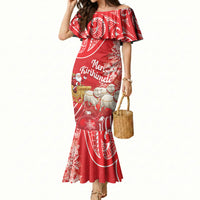 New Zealand Christmas In July Personalised Mermaid Dress Funny Santa Sheep Meri Kirihimete Red LT14 Women Red - Polynesian Pride