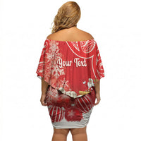 New Zealand Christmas In July Personalised Off Shoulder Short Dress Funny Santa Sheep Meri Kirihimete Red LT14 - Polynesian Pride