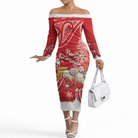 New Zealand Christmas In July Personalised Off The Shoulder Long Sleeve Dress Funny Santa Sheep Meri Kirihimete Red LT14 Women Red - Polynesian Pride