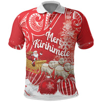 New Zealand Christmas In July Personalised Polo Shirt Funny Santa Sheep Meri Kirihimete Red LT14 Red - Polynesian Pride