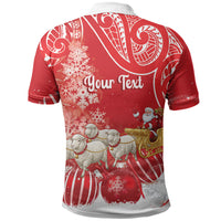 New Zealand Christmas In July Personalised Polo Shirt Funny Santa Sheep Meri Kirihimete Red LT14 - Polynesian Pride
