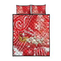 New Zealand Christmas In July Quilt Bed Set Funny Santa Sheep Meri Kirihimete Red