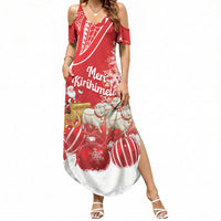 New Zealand Christmas In July Personalised Summer Maxi Dress Funny Santa Sheep Meri Kirihimete Red LT14 Women Red - Polynesian Pride