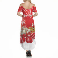 New Zealand Christmas In July Personalised Summer Maxi Dress Funny Santa Sheep Meri Kirihimete Red LT14 - Polynesian Pride