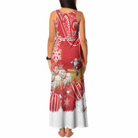 New Zealand Christmas In July Personalised Tank Maxi Dress Funny Santa Sheep Meri Kirihimete Red LT14 - Polynesian Pride