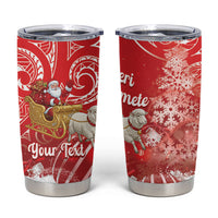 New Zealand Christmas In July Personalised Tumbler Cup Funny Santa Sheep Meri Kirihimete Red