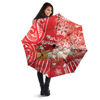 New Zealand Christmas In July Umbrella Funny Santa Sheep Meri Kirihimete Red