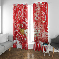 New Zealand Christmas In July Window Curtain Funny Santa Sheep Meri Kirihimete Red