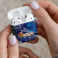New Zealand Christmas In July AirPods Case Funny Santa Sheep Meri Kirihimete Blue