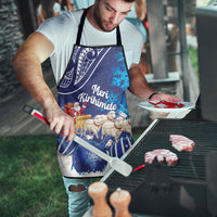 New Zealand Christmas In July Apron Funny Santa Sheep Meri Kirihimete Blue
