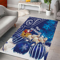 New Zealand Christmas In July Area Rug Funny Santa Sheep Meri Kirihimete Blue