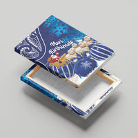 New Zealand Christmas In July Canvas Wall Art Funny Santa Sheep Meri Kirihimete Blue