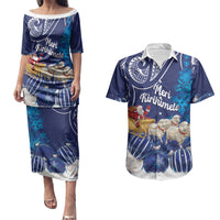 New Zealand Christmas In July Personalised Couples Matching Puletasi and Hawaiian Shirt Funny Santa Sheep Meri Kirihimete Blue LT14 Blue - Polynesian Pride
