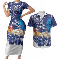 New Zealand Christmas In July Personalised Couples Matching Short Sleeve Bodycon Dress and Hawaiian Shirt Funny Santa Sheep Meri Kirihimete Blue LT14 Blue - Polynesian Pride