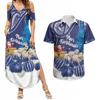 New Zealand Christmas In July Personalised Couples Matching Summer Maxi Dress and Hawaiian Shirt Funny Santa Sheep Meri Kirihimete Blue LT14 Blue - Polynesian Pride