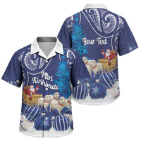 New Zealand Christmas In July Personalised Family Matching Short Sleeve Bodycon Dress and Hawaiian Shirt Funny Santa Sheep Meri Kirihimete Blue LT14 Son's Shirt Blue - Polynesian Pride