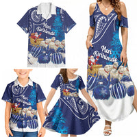 New Zealand Christmas In July Personalised Family Matching Summer Maxi Dress and Hawaiian Shirt Funny Santa Sheep Meri Kirihimete Blue LT14 - Polynesian Pride