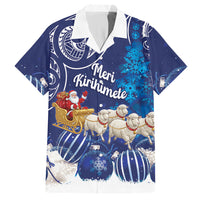 New Zealand Christmas In July Personalised Hawaiian Shirt Funny Santa Sheep Meri Kirihimete Blue