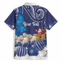 New Zealand Christmas In July Personalised Hawaiian Shirt Funny Santa Sheep Meri Kirihimete Blue LT14 - Polynesian Pride