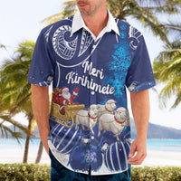 New Zealand Christmas In July Personalised Hawaiian Shirt Funny Santa Sheep Meri Kirihimete Blue LT14 - Polynesian Pride