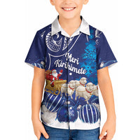 New Zealand Christmas In July Personalised Kid Hawaiian Shirt Funny Santa Sheep Meri Kirihimete Blue LT14 Kid Blue - Polynesian Pride