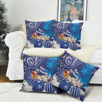 New Zealand Christmas In July Pillow Cover Funny Santa Sheep Meri Kirihimete Blue