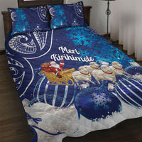 New Zealand Christmas In July Quilt Bed Set Funny Santa Sheep Meri Kirihimete Blue