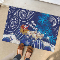 New Zealand Christmas In July Rubber Doormat Funny Santa Sheep Meri Kirihimete Blue