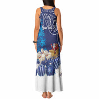 New Zealand Christmas In July Personalised Tank Maxi Dress Funny Santa Sheep Meri Kirihimete Blue LT14 - Polynesian Pride