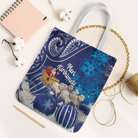 New Zealand Christmas In July Tote Bag Funny Santa Sheep Meri Kirihimete Blue