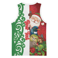 Meri Kirihimete New Zealand Personalised Basketball Jersey Cute Santa NZ Animals and Pohutukawa