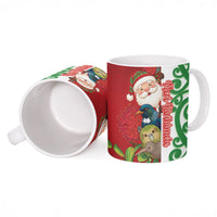 Meri Kirihimete New Zealand Personalised Ceramic Mug Cute Santa NZ Animals and Pohutukawa