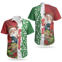 Meri Kirihimete New Zealand Personalised Couples Matching Summer Maxi Dress and Hawaiian Shirt Cute Santa NZ Animals and Pohutukawa LT14 - Polynesian Pride