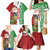 Meri Kirihimete New Zealand Personalised Family Matching Mermaid Dress and Hawaiian Shirt Cute Santa NZ Animals and Pohutukawa