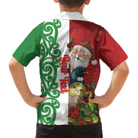 Meri Kirihimete New Zealand Personalised Family Matching Off Shoulder Short Dress and Hawaiian Shirt Cute Santa NZ Animals and Pohutukawa