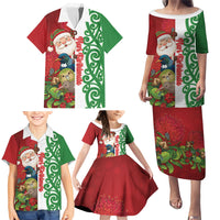 Meri Kirihimete New Zealand Personalised Family Matching Puletasi and Hawaiian Shirt Cute Santa NZ Animals and Pohutukawa