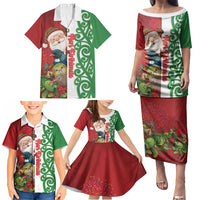 Meri Kirihimete New Zealand Personalised Family Matching Puletasi and Hawaiian Shirt Cute Santa NZ Animals and Pohutukawa LT14 - Polynesian Pride