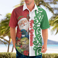 Meri Kirihimete New Zealand Personalised Hawaiian Shirt Cute Santa NZ Animals and Pohutukawa LT14 - Polynesian Pride