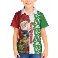 Meri Kirihimete New Zealand Personalised Hawaiian Shirt Cute Santa NZ Animals and Pohutukawa LT14 - Polynesian Pride