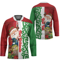 Meri Kirihimete New Zealand Personalised Hockey Jersey Cute Santa NZ Animals and Pohutukawa