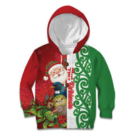 Meri Kirihimete New Zealand Personalised Kid Hoodie Cute Santa NZ Animals and Pohutukawa